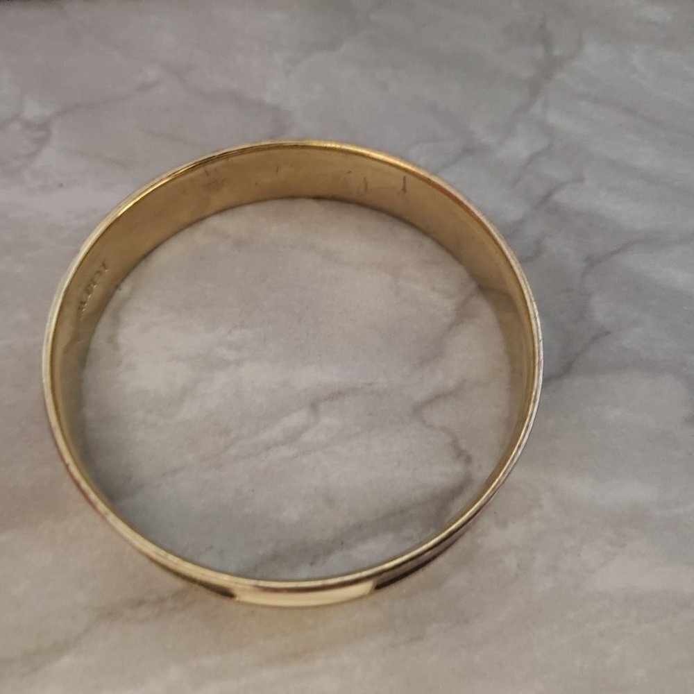 💕 Vintage 90s 1990s J.Crew Black Cream Striped Enamel Bangle Bracelet 💕 - Picture 11 of 12